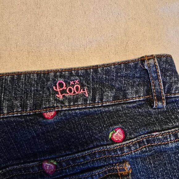 Lilly Pulitzer Women 6 Embroidered Strawberries Stretch Shorts Jean Cut Off - Picture 6 of 16